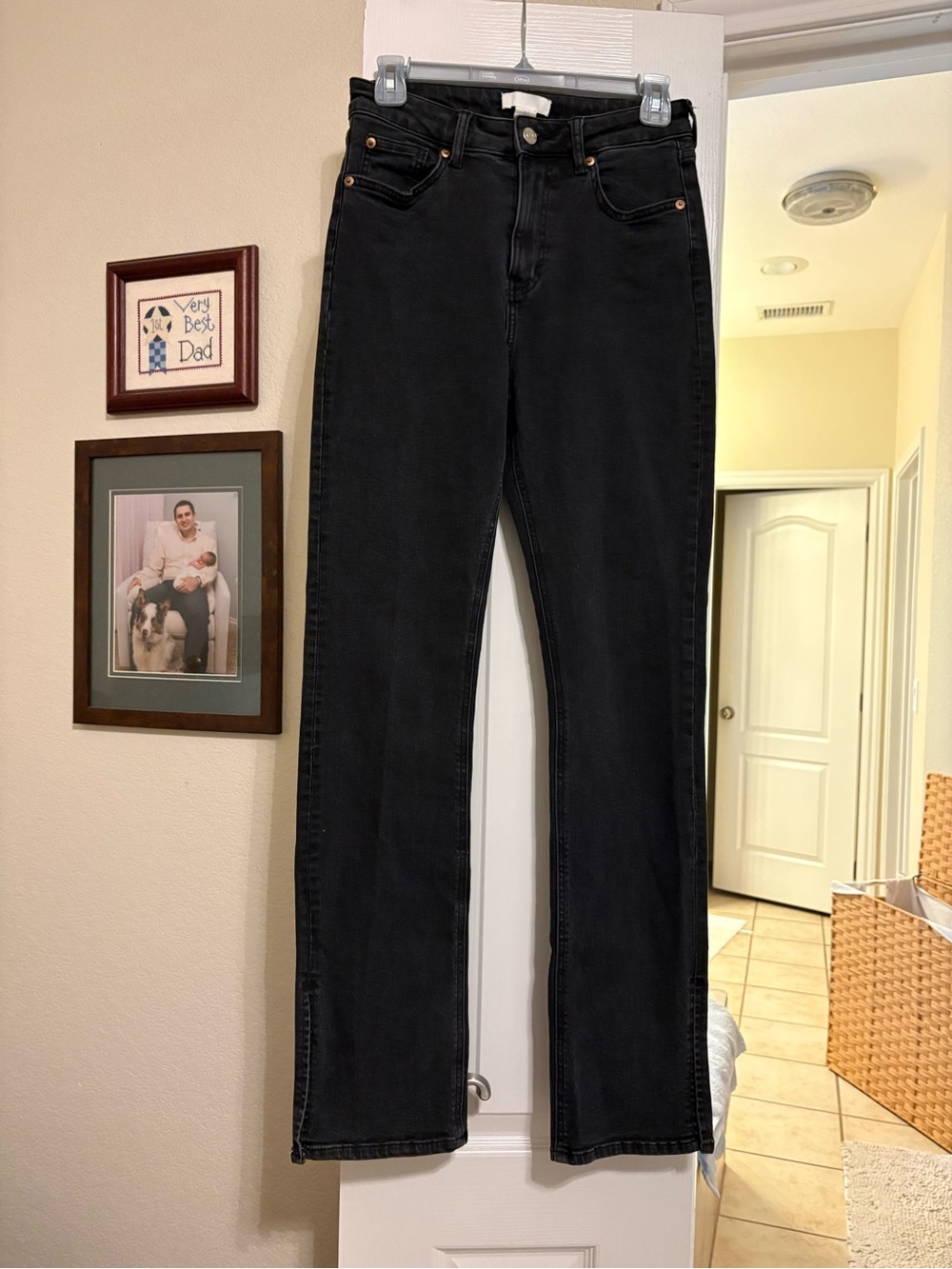 H&M Black Boot Cut Straight Split Leg Jeans